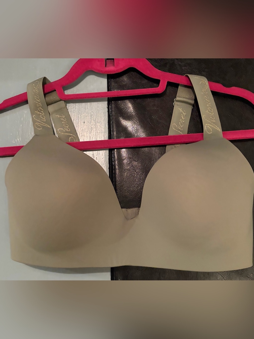 Victoria's Secret Beige Wireless T-Shirt Bra with Branded Straps